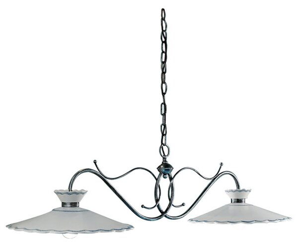 Bilancere 2 Luci In Ceramica Colore Nero Sfumato Argento Diam.31 Cm C898 Ravenna