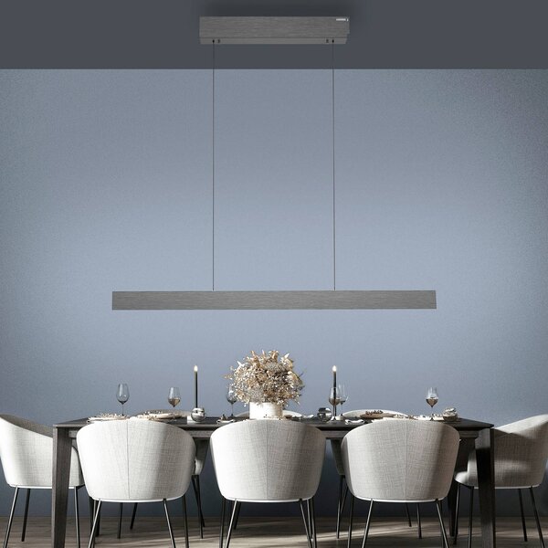 PURE Lampada LED a sospensione E-Motion, platino, CCT dimmerabile, Alluminio / Grigio / Zincato, Soggiorno / Sala da pranzo, Alluminio, Moderno