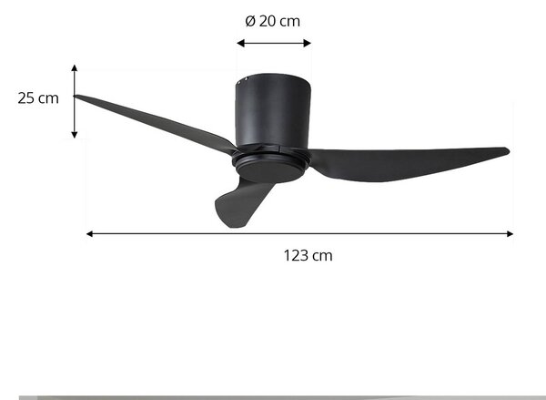 Ventilatore da soffitto Lindby Aulo, nero, DC, silenzioso, Ø 123 cm Aulo, Nero, Soggiorno / Sala da pranzo, Metallo, Moderno