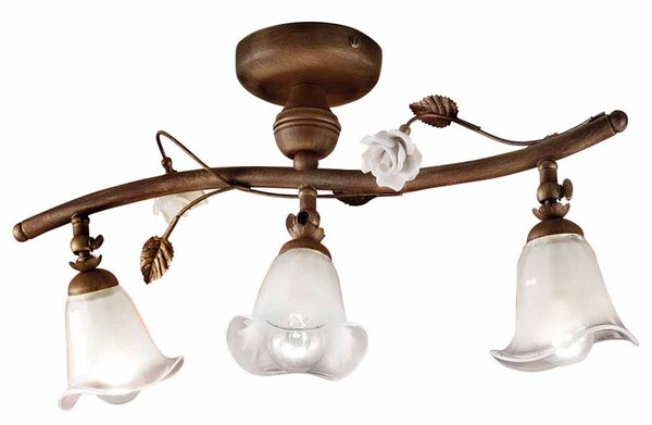 Plafoniera 3 Luci In Ceramica Colore Ruggine Largh.52 Cm C1186 Siena