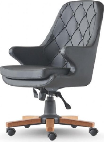 Sedia da ufficio nera Chesterfield Classic in pelle legno Ufficio Ufficio