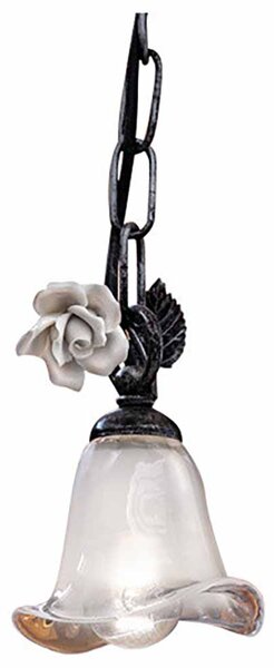 Sospensione 1 Luce In Ceramica Color Nero Sfumato Argento Diam.11 Cm C1188 Siena