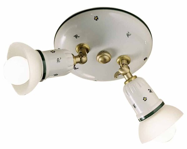 Plafoniera 2 Luci In Cermica Colore Ottone Satinato Diam.32 Cm C278 Savona