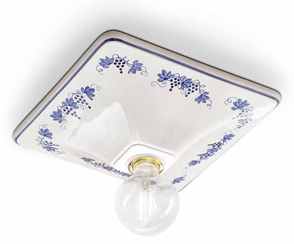 Plafoniera 1 Luce In Ceramica Bianca 31X31 Cm C1336 Trieste