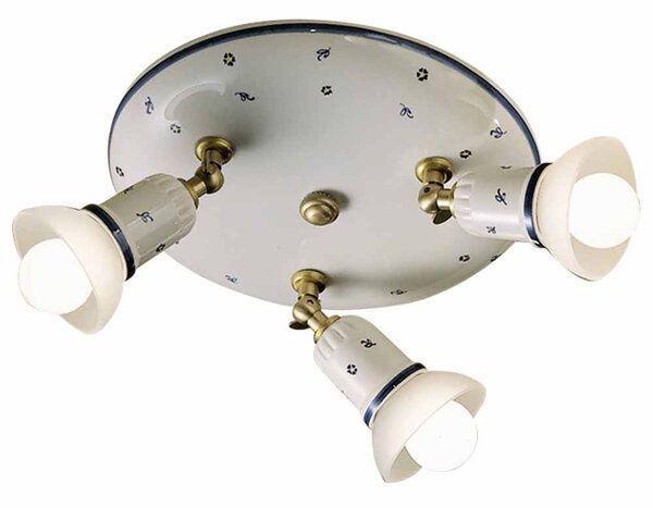 Plafoniera 3 Luci In Cermica Colore Ottone Satinato Diam.42 Cm C279 Savona