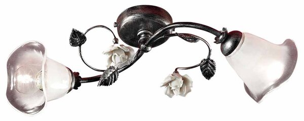 Plafoniera 2 Luci In Ceramica Colore Nero Sfumato Argento C1184 Siena