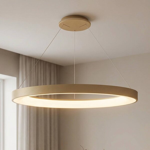Mantra Iluminación Lampada a sospensione LED Niseko II, telecomando, Ø 65 cm color oro dimmerabile, Ottone / Oro, Soggiorno / Sala da pranzo, Metallo, Moderno