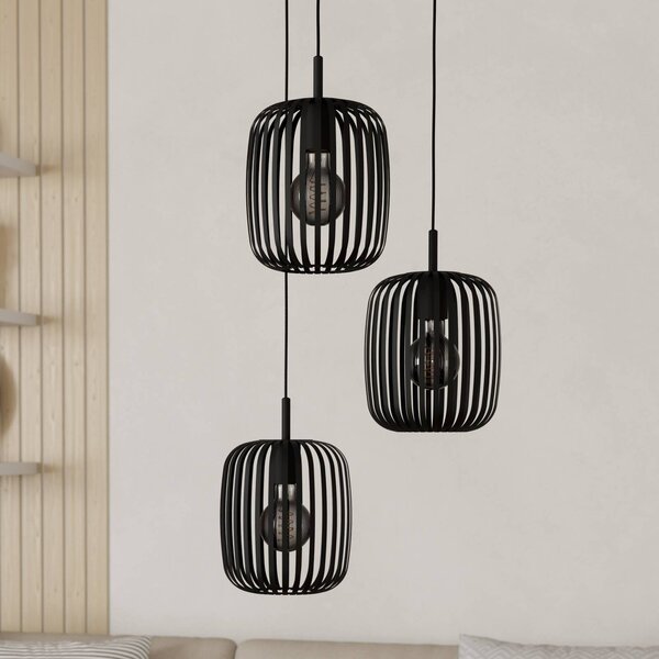 EGLO Lampada a sospensione Romazzina, dimmerabile, Nero, Soggiorno / Sala da pranzo, Metallo, Moderno, Lampada a sospensione