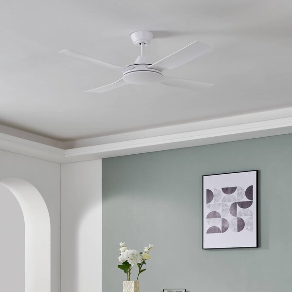 EGLO Ventilatore da soffitto Bondi 1, bianco opaco, telecomando 1, Bianco / Opale, Soggiorno / Sala da pranzo, Plastica
