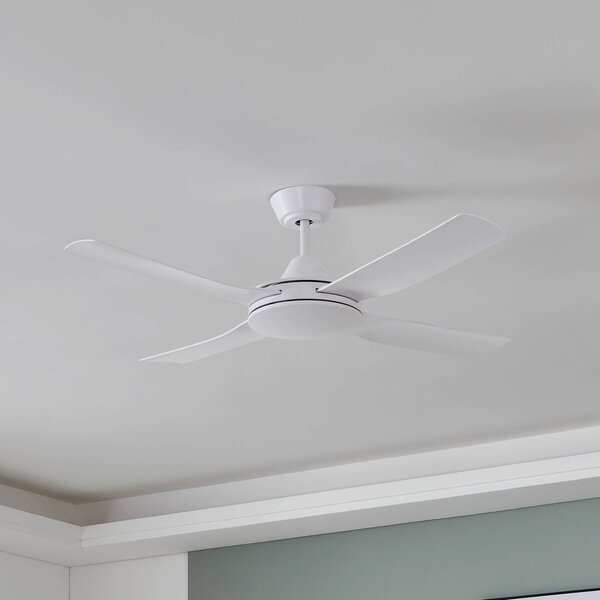 EGLO Ventilatore da soffitto Bondi 1, bianco opaco, telecomando 1, Bianco / Opale, Soggiorno / Sala da pranzo, Plastica