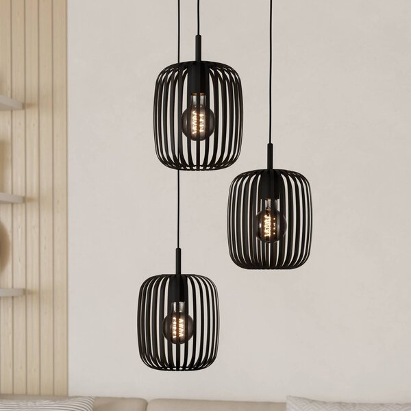 EGLO Lampada a sospensione Romazzina, dimmerabile, Nero, Soggiorno / Sala da pranzo, Metallo, Moderno, Lampada a sospensione