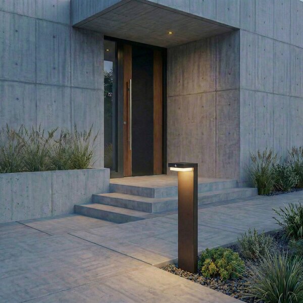 Lindby Lampioncino LED Eleazar, nero, alluminio, sensore Eleazar Lindby, dimmerabile, Nero, Alluminio, Moderno, Lampade solari
