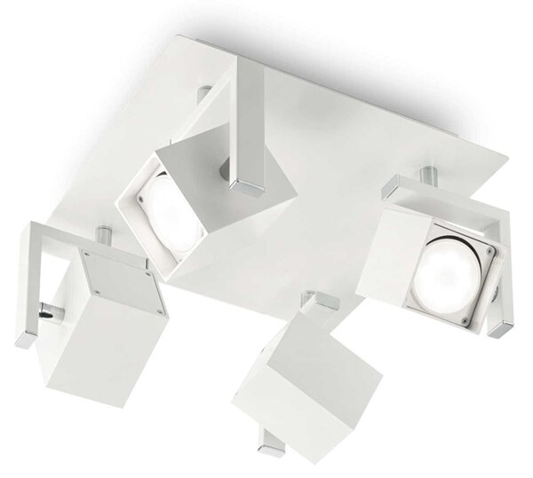 Lampada Da Soffitto 4 Luci Mouse Diffusori Orientabili In Metallo Bianco