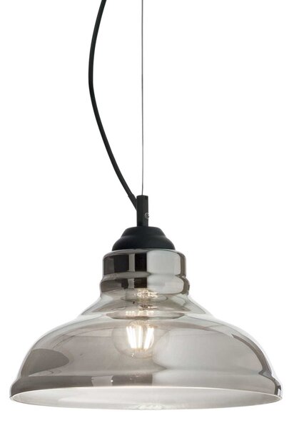 Sospensione Vintage-Decò Bistro' Metallo Fumè 1 Luce E27 D28