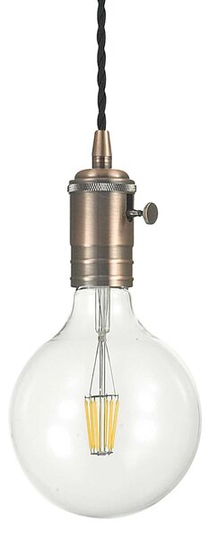 Lampada A Sospensione 1 Luce Doc In Metallo Rame E Cavo Nero