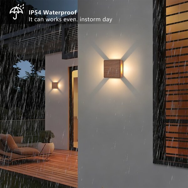 Brilagi - Applique da esterno a LED QUADRAY, 6W/230V, finitura effetto legno, IP54