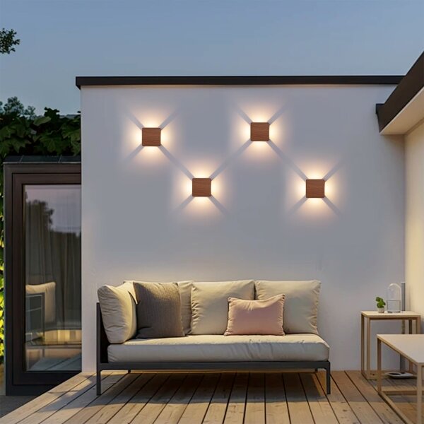 Brilagi - Applique da esterno a LED QUADRAY, 6W/230V, finitura effetto legno, IP54