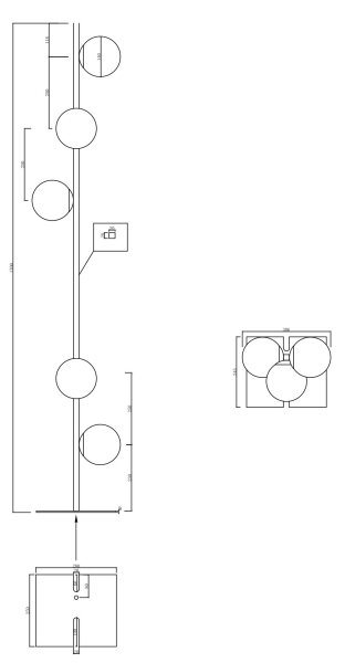 Ondaluce - Lampada da terra MONILE 5xE14/10W/230V 170 cm nero/fumé