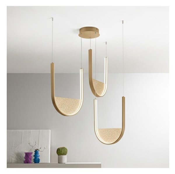 Ondaluce - Lampadario a sospensione LED dimmerabile con cavo LOTUS LED/70W/230V, oro