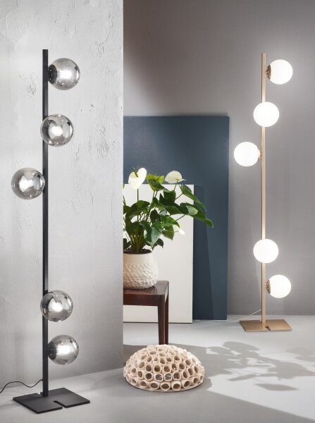 Ondaluce - Lampada da terra MONILE 5xE14/10W/230V 170 cm nero/fumé