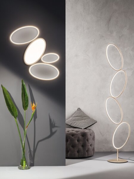 Ondaluce - Lampada da terra LED dimmerabile RICE LED/38W/230V 166 cm oro