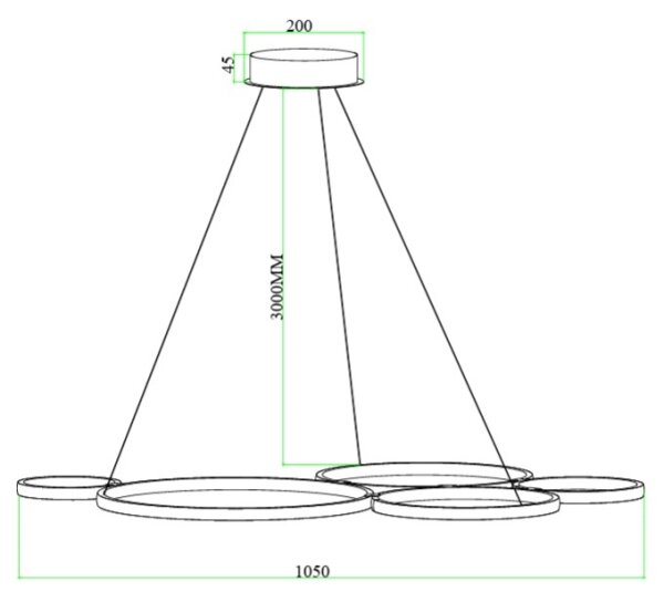 Ondaluce - Lampadario LED dimmerabile a cavo POIS LED/60W/230V dorato