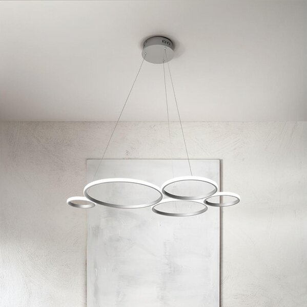 Ondaluce - Lampadario LED dimmerabile a sospensione con cavo POIS LED/60W/230V argento