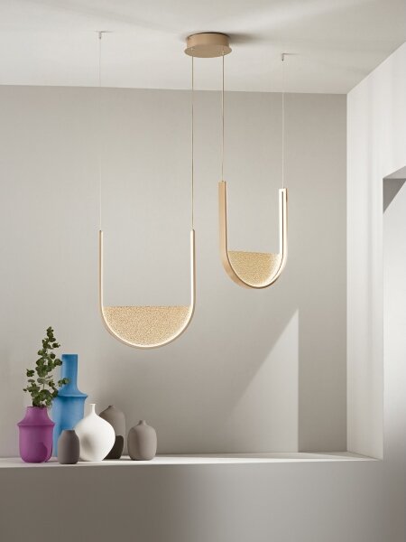 Ondaluce - Lampadario sospeso dimmerabile con cavo LOTUS LED/55W/230V dorato