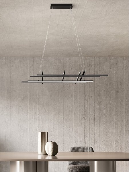 Ondaluce - Lampadario dimmerabile a sospensione su cavo MOVIDA LED/114W/230V nero