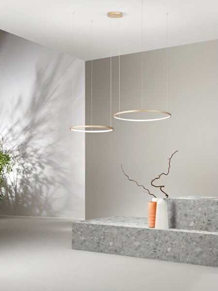 Ondaluce - Lampadario LED dimmerabile a cavo SOEL LED/28W/230V + LED/38W dorato