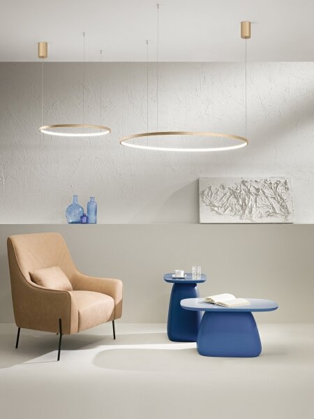 Ondaluce - Lampadario LED dimmerabile a cavo SOEL LED/28W/230V pr. 60 cm oro