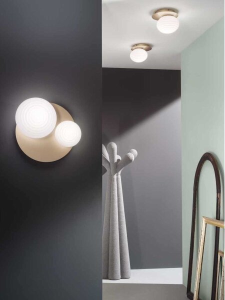 Ondaluce - Applique da parete TONDO 1xE14/10W/230V + 1xE27/15W dorato/bianco