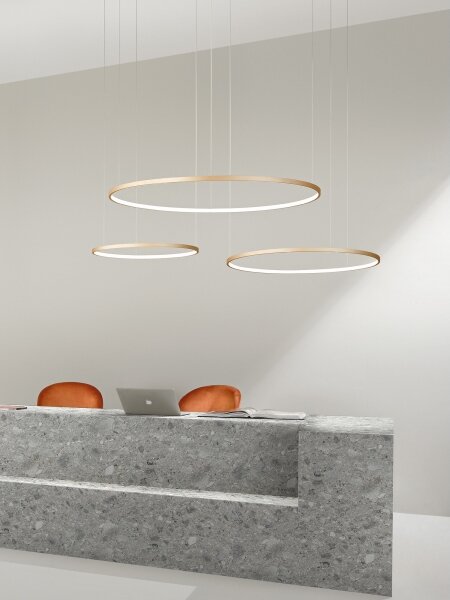 Ondaluce - Lampadario LED dimmerabile a cavo SOEL LED/28W/230V pr. 60 cm oro