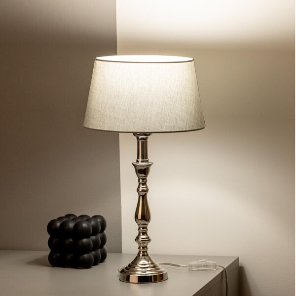 Brilagi - Lampada da tavolo CERIA 1xE27/60W/230V diametro 25 cm cromo lucido/grigio