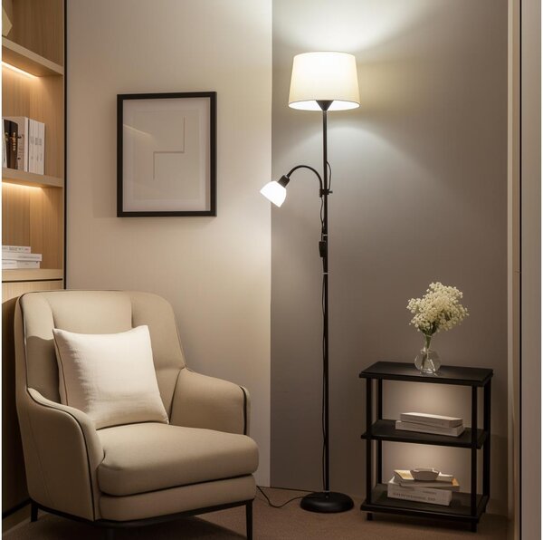 Brilagi - Lampada da terra CERIA 1xE27/100W/230V + 1xE14/25W nera/beige