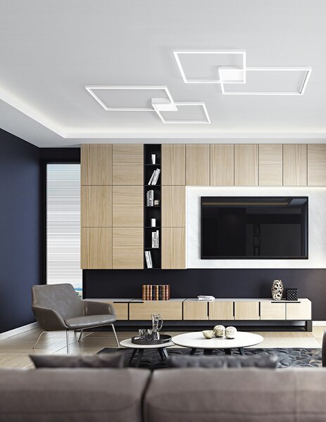 Plafoniera Moderna Due Riquadri Bianca Led Cross 6596BCT