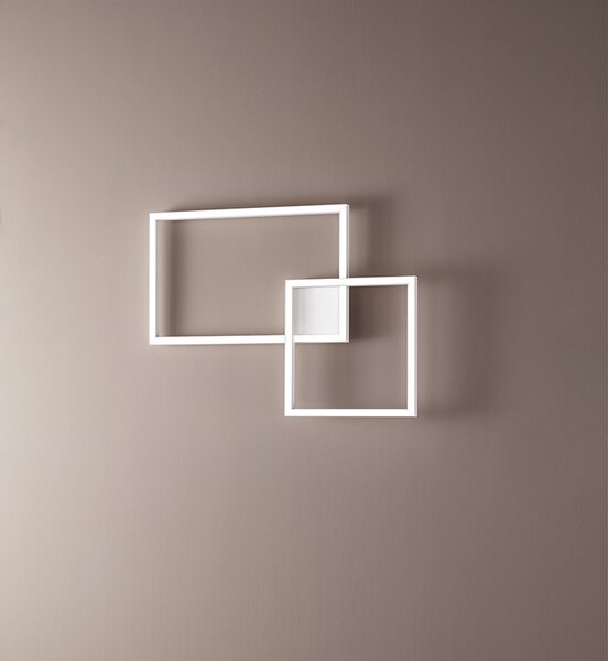 Plafoniera Moderna Due Riquadri Bianca Led Cross 6595BCT