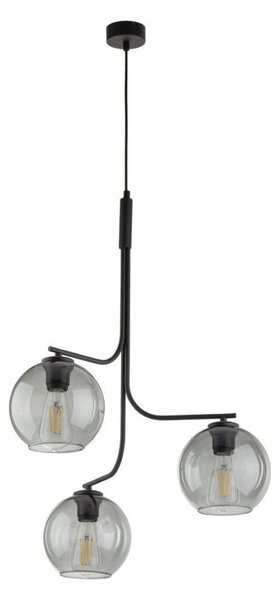 Lampadario LED sospeso su cavo CESAR 3xE27/15W/230V, nero/grigio fumé