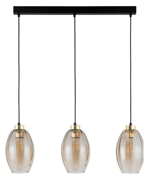 Lampadario LED a sospensione su cavo SEBO 3xE27/15W/230V nero/beige fumoso
