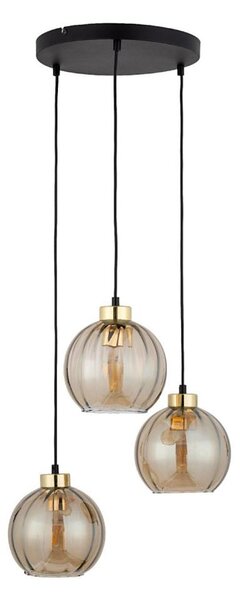Lampadario LED a sospensione DEVI 3xE27/15W/230V nero/beige fumé