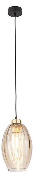 Lampadario LED a cavo SEBO 1xE27/15W/230V nero/beige fumato