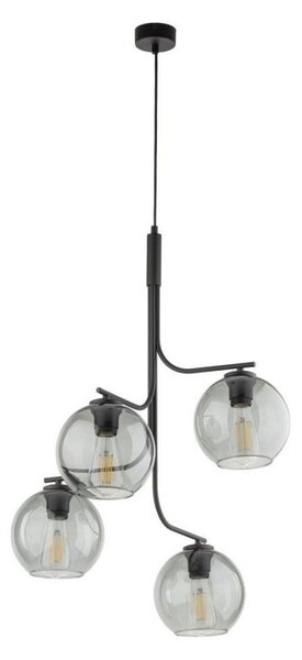 Lampadario LED su cavo CESAR 4xE27/15W/230V nero/grigio fumé