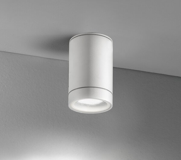 Plafoniera Monoemission Esterno/Interno Alluminio Bianco E Vetro Pendo 6216B