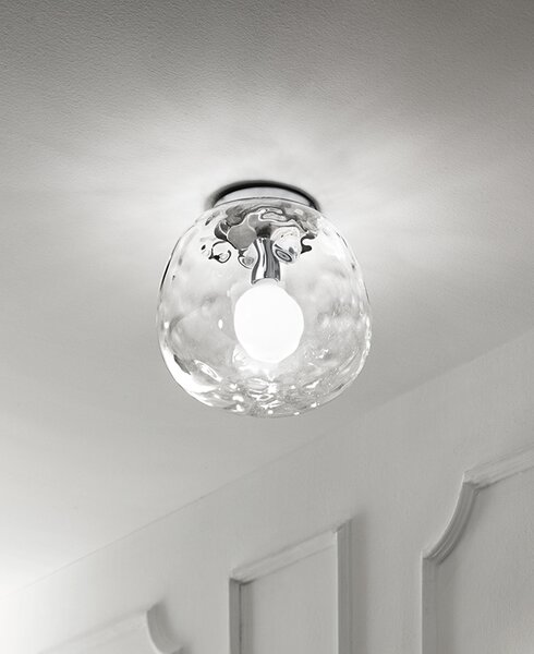 Plafoniera In Vetro Martellato Trasparente 1 Luce Skin 6467TR