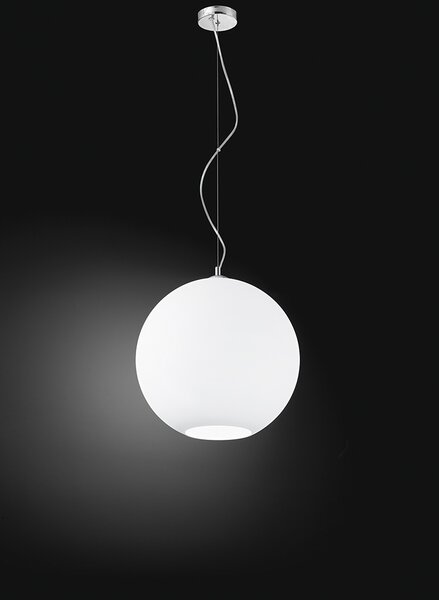 Sospensione A Sfera Con Apertura Inferiore In Vetro Bianco 6477