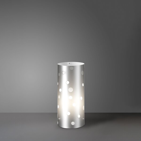 Lampada Da Tavolo Moderna A 1 Luce Pois In Polilux Bicolor Silver Made In Italy