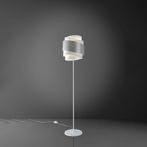 Lampada Da Terra Moderna 1 Luce Bea In Polilux Silver D40 Made In Italy