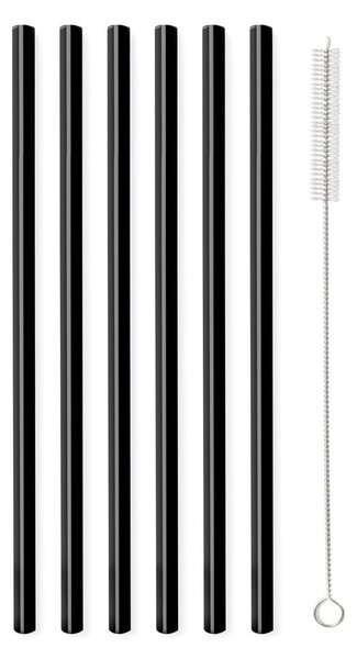 Set di 6 cannucce in vetro nero per bere, lunghezza 20 cm - Vialli Design