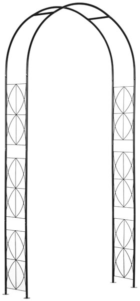Outsunny Arco per Rose e Supporto per Piante Rampicanti in Metallo, 114x30x230cm, Nero|Aosom