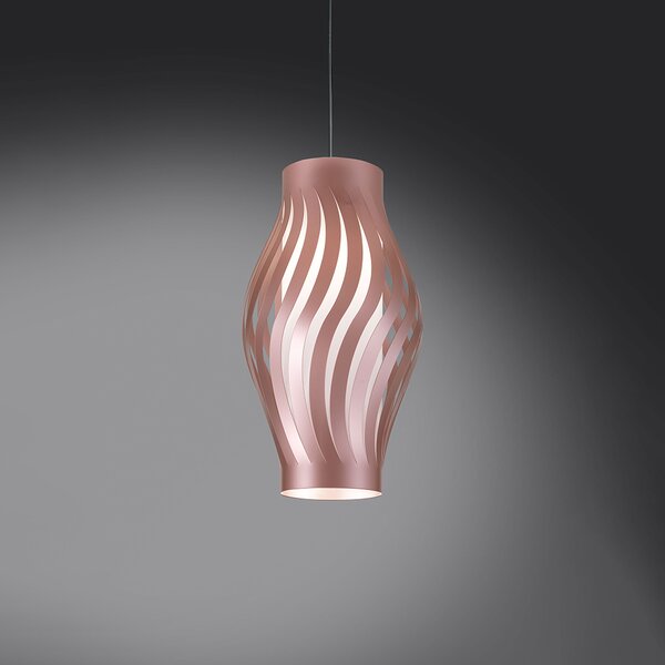 Sospensione Moderna 1 Luce Helios In Polilux Rosa Metallico H32 Made In Italy
